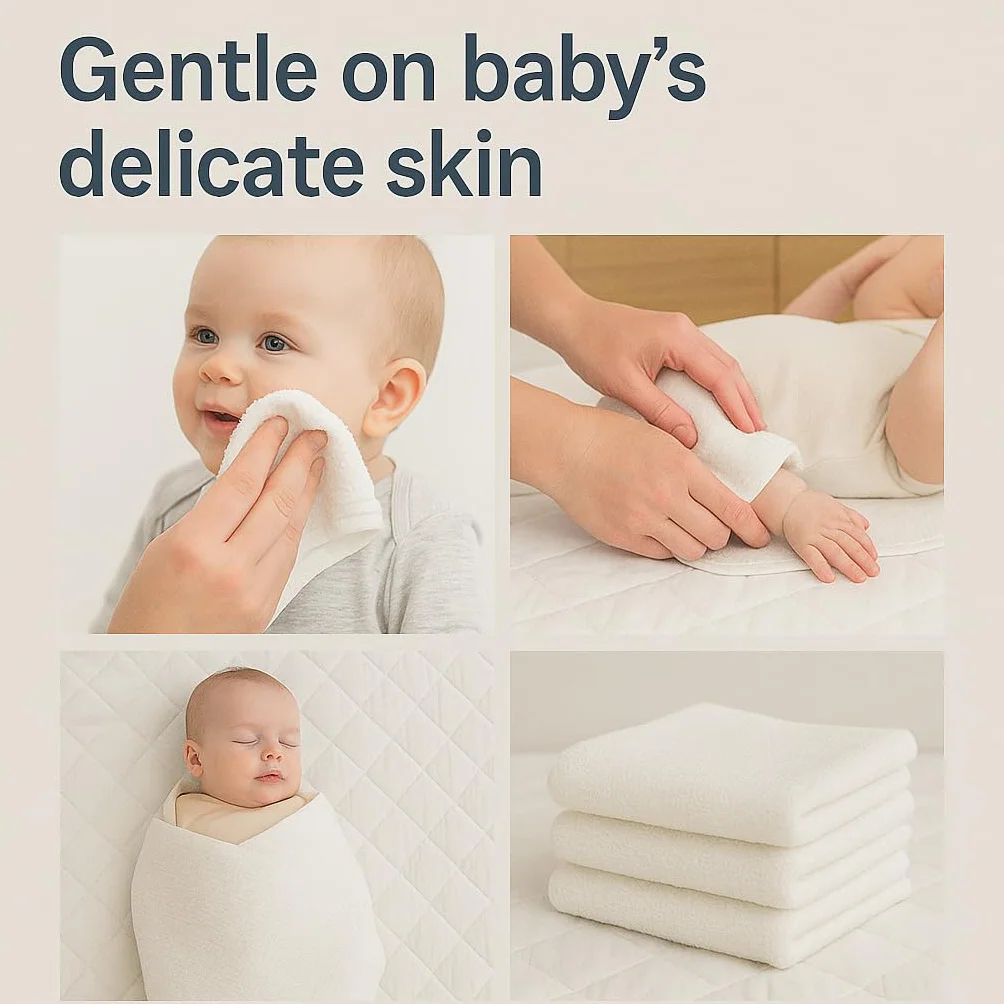 DuDu N Girlie Baby Frottee 100% Baumwolle Windeln, Weiß, 12 Stück