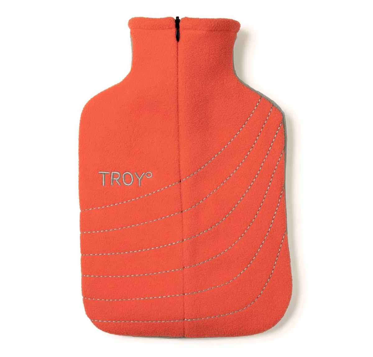 TROY - die sichere Wärmflasche - 2x so lange warm – schneller auf Wohlfühltemperatur – wird nicht zu heiß (coral/grau)