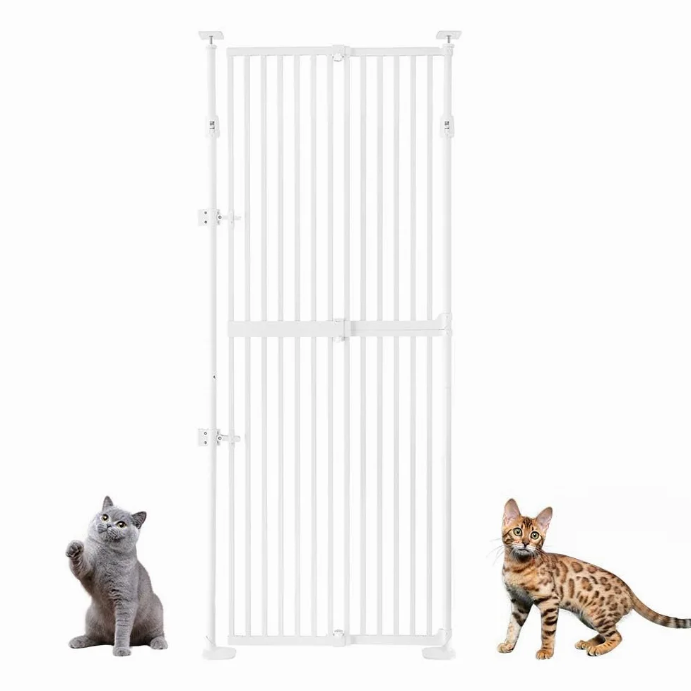 Unipaws Katzenschutzgitter 190 cm extra hoch, automatisch schließend, ohne Bohren, 53–86 cm Breite, Weiß