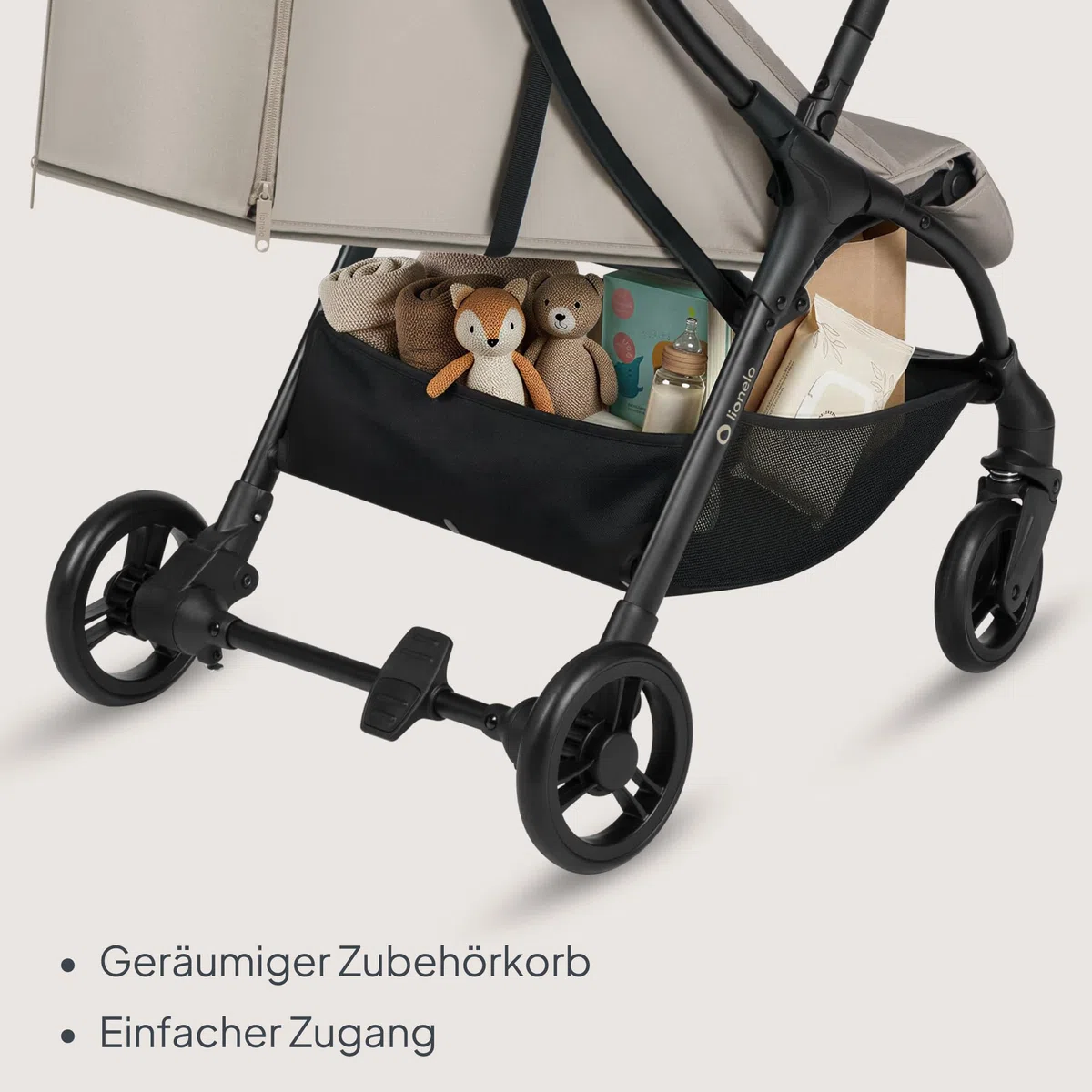 Lionelo Agia Reisebuggy Bis 22 kg, Leichter Buggy Kinderwagen ab 6 Monaten, Klein Zusammenklappbar mit Auto-Fold & Einhand-Faltung, Liegefunktion, Große Sitzfläche, Federung, Großer Einkaufskorb