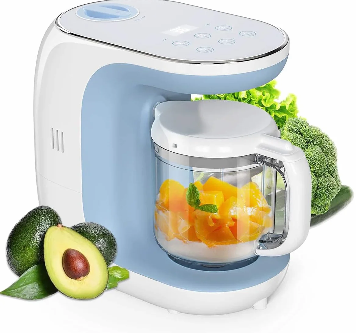 Babynahrungszubereiter Multifunktions Breikocher mit Messbecher &Dampfkorb für Babykost Dampfgaren, Mischen, Auftauen und Heizen, LCD Touchscreen, automatische Abschaltung - Babybrei Zubereiter