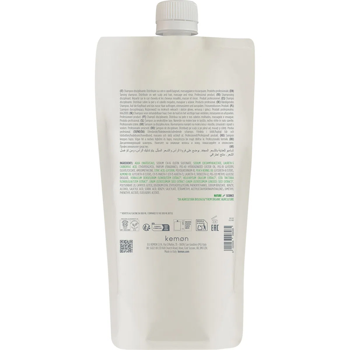 Actyva - Disciplina Shampoo, feuchtigkeitsspendend und entwirrend für krauses Haar, mit Hyaluronsäure und Mandelöl, Seideneffekt - 1000 ml