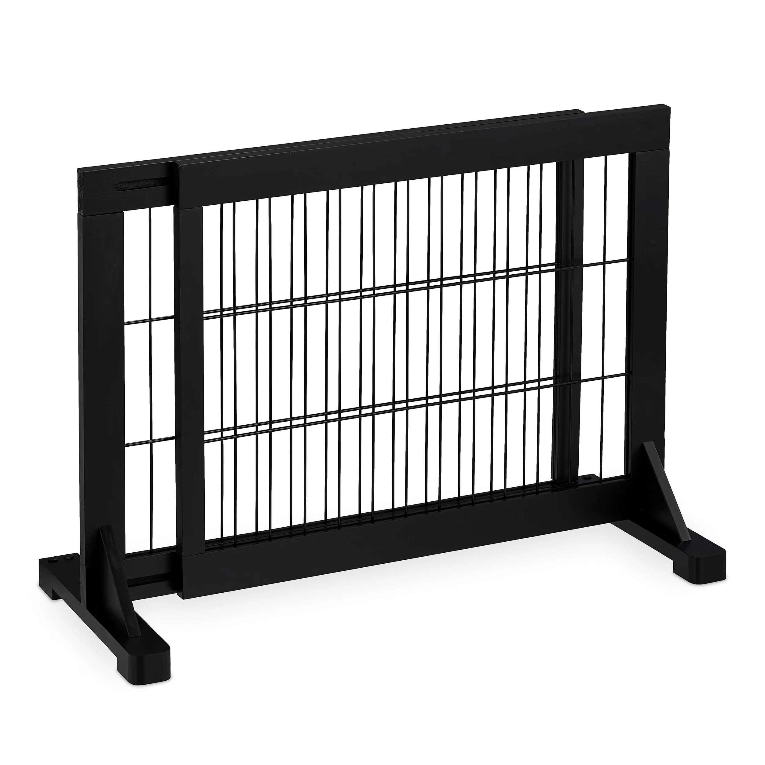 Relaxdays Absperrgitter, ausziehbares Schutzgitter, Treppe & Tür, HxB 56x70-108 cm, freistehend, Kinder & Hunde, schwarz