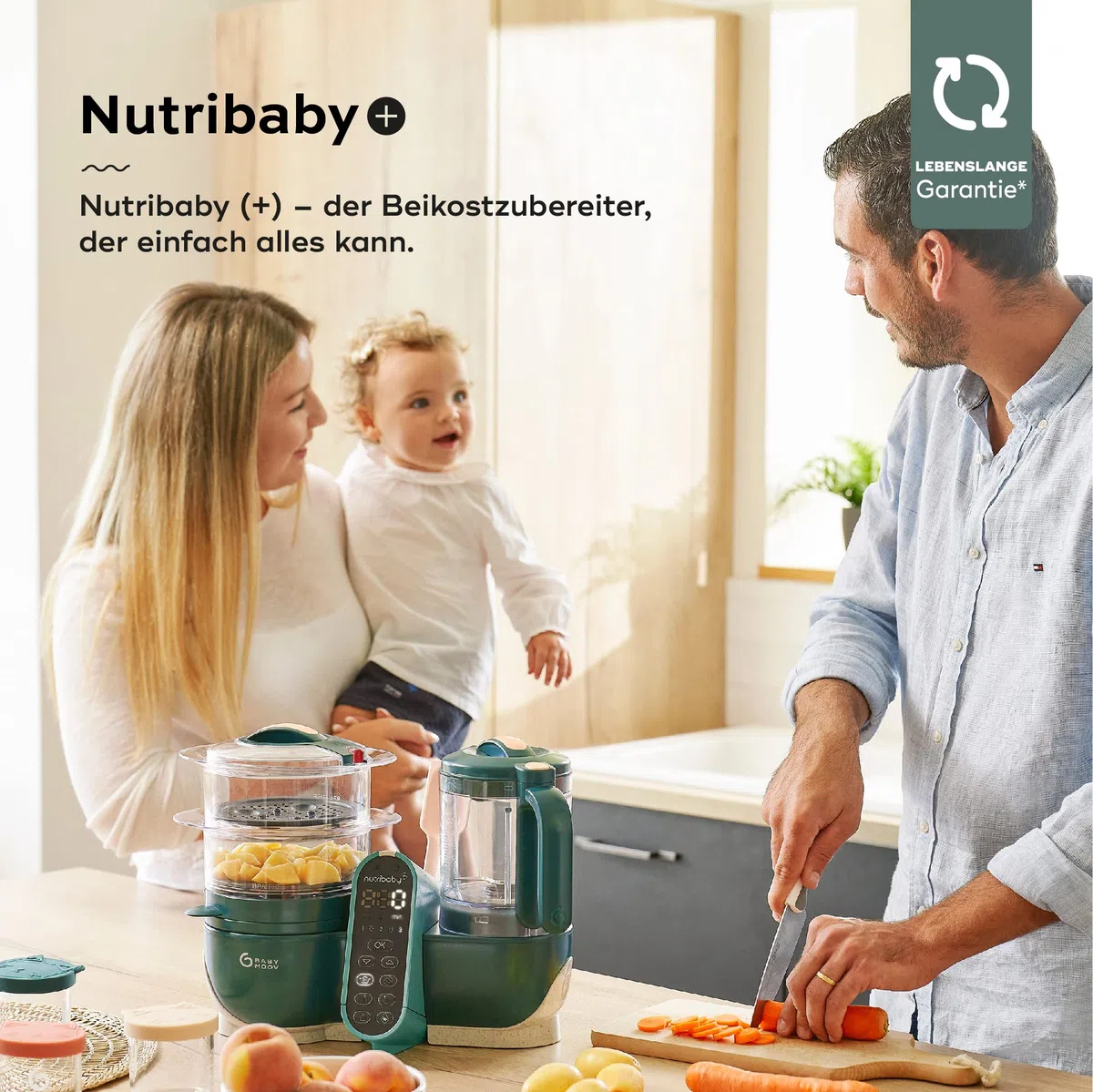 Babymoov Nutribaby Plus Opal Green Babynahrungszubereiter 2200ml + Babybols Aufbewahrungsbehälter 15-teilig