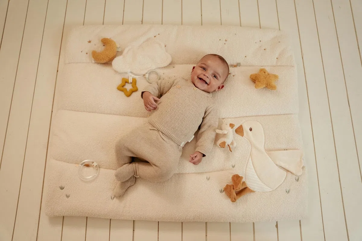 Little Dutch Krabbeldecke Spieldecke Activity Matte Baby (80x100 cm) weiß - Newborn Naturals