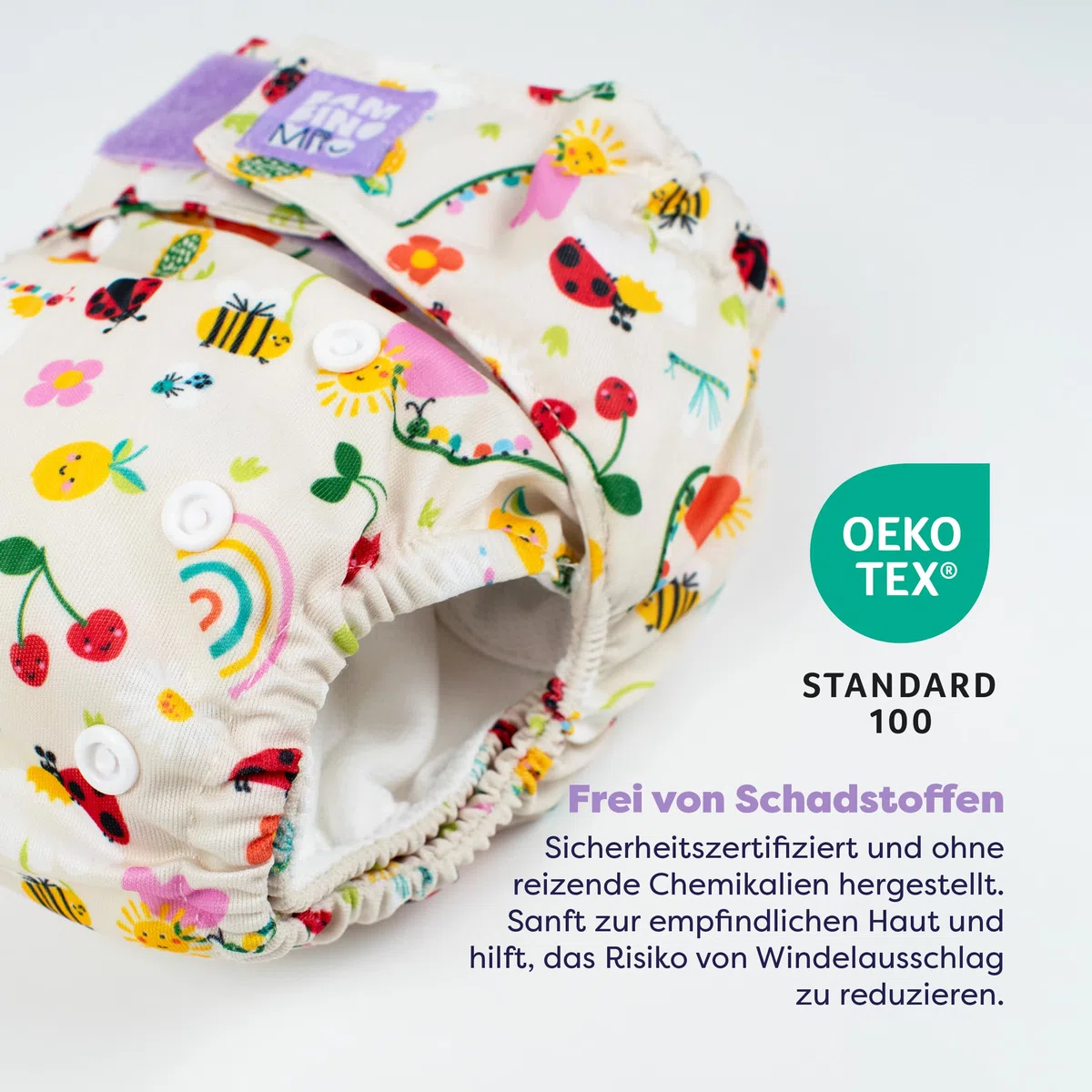 Bambino Mio 3er-Pack revolutionäre wiederverwendbare Windeln – (Gartenparty) Stoffwindeln von der Geburt bis zum Töpfchentraining | Chemikalienfreie, verstellbare, waschbare Windeln mit Bambus-Einlage