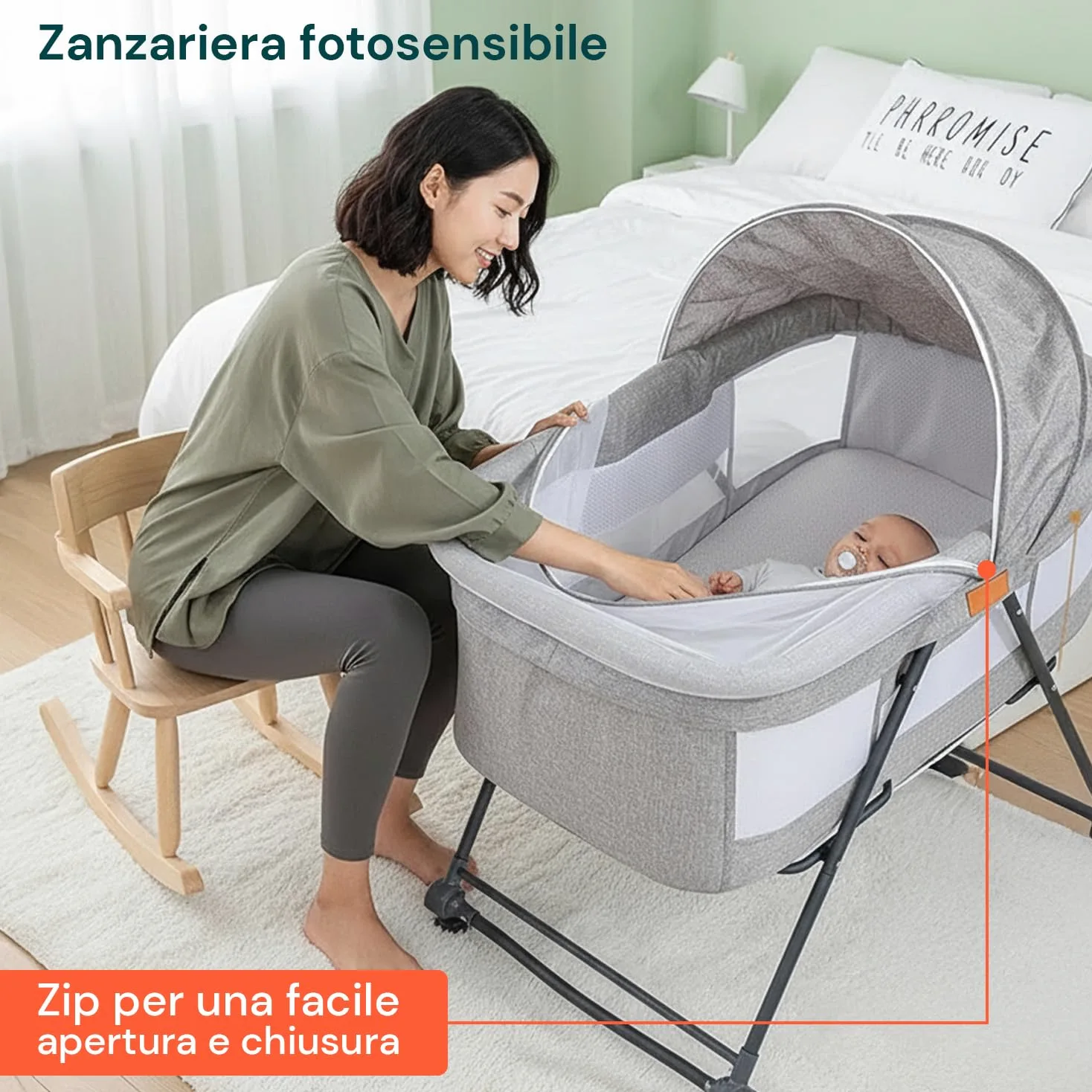 Avilia Next to Me faltbares Reisebett mit Moskitonetz und weicher Matratze, ideal für Neugeborene, leicht zu schließen, robuste und kompakte Struktur für Zuhause und Urlaub