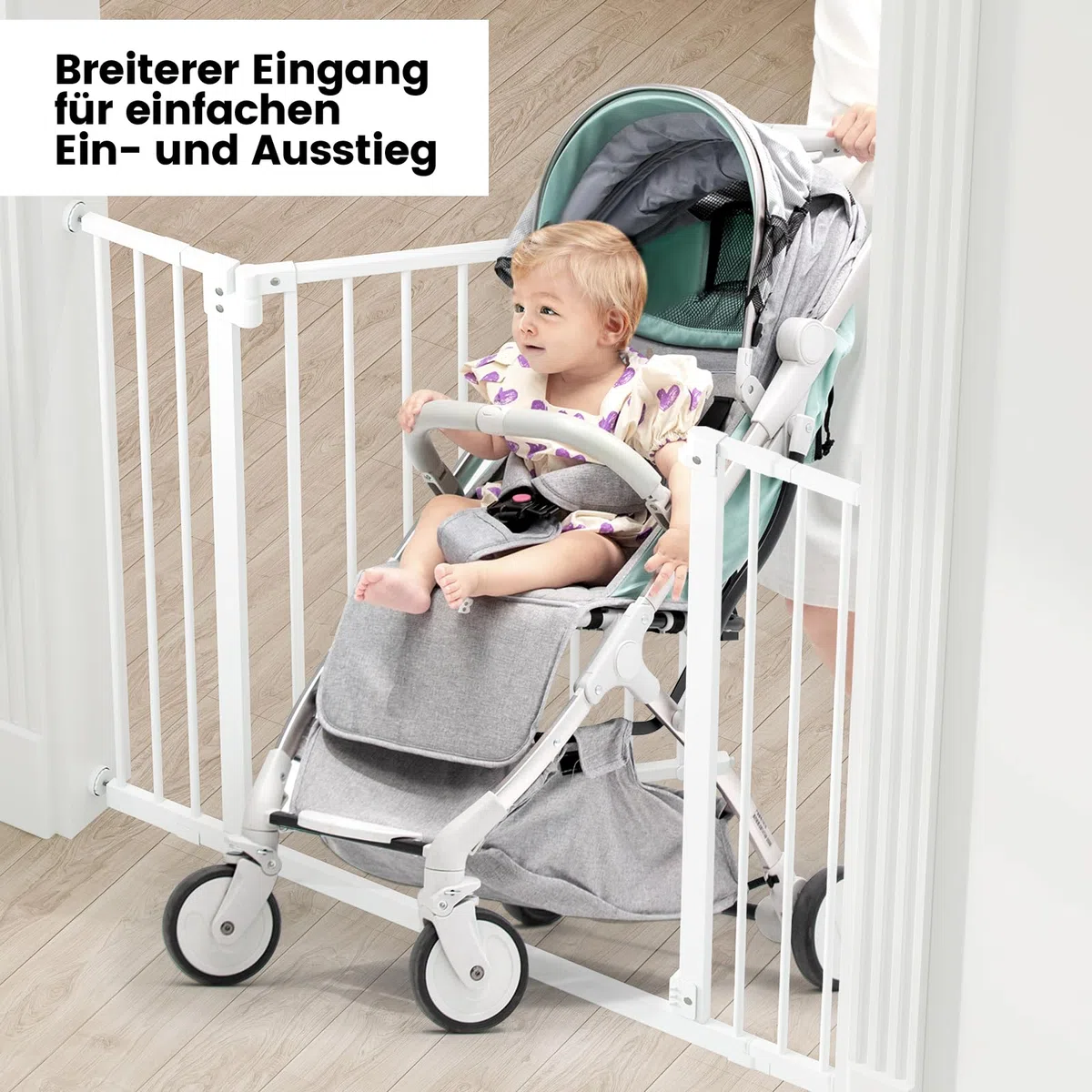 WOLTU Treppenschutzgitter 75–97 cm, Metall Türschutzgitter, Auto-Close, 90°-Stopp, beidseitig schwenkbar, Schwarz