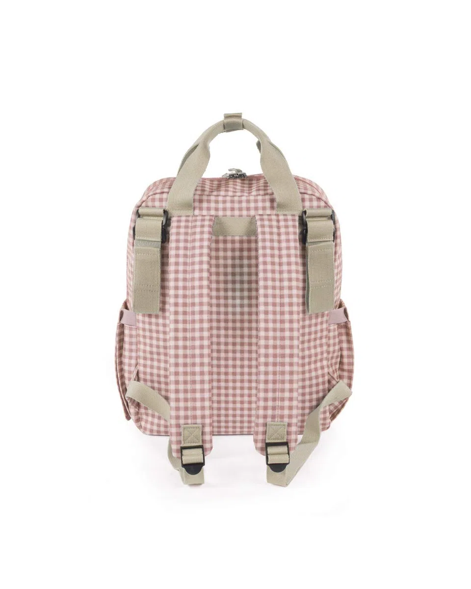 Walking Mum. I Love Vichy Wickeltasche für Kinderwagen, vielseitiges Design mit kurzen Griffen und Schultergurten, Rosa, Maße 37 x 28 x 12 cm.
