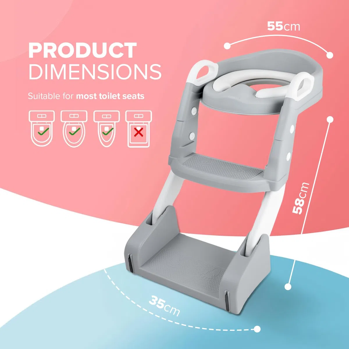 Kidoola 2 in 1 Kleinkind Töpfchen und Leiter - Weicher Sitz, rutschfest, Spritzschutz - Ideal für Töpfchentrainingsphasen - Tragbar, Leicht und Einfach zu Reinigen - Perfekt für Jungen und Mädchen