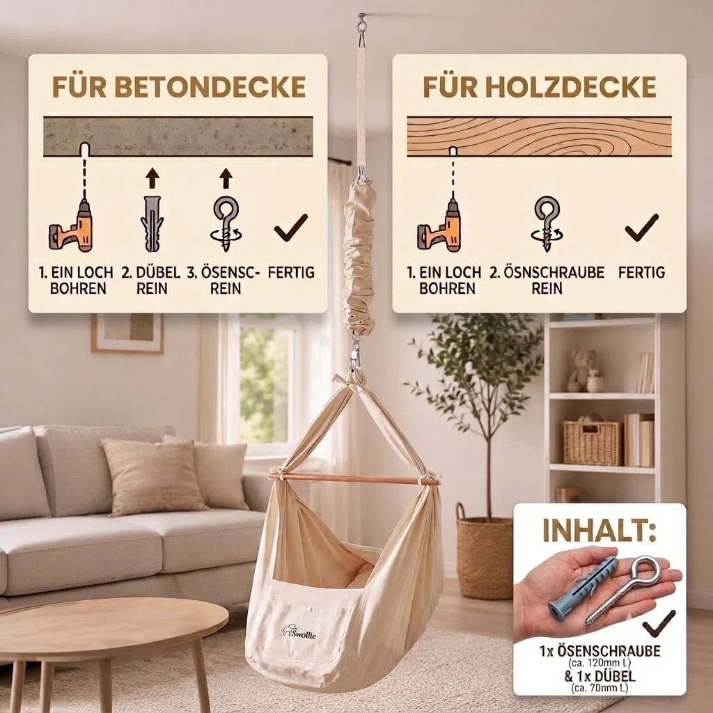 Premium Baby-Federwiege Blau | Bio-Baumwolle | für Babys ab Geburt bis 15 Kg | Schafwollmatratze | ergonomische Liegefläche |