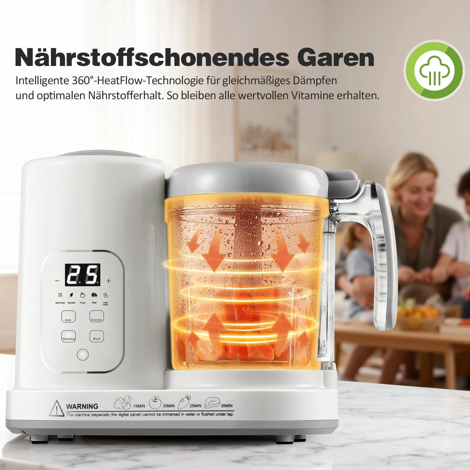 TopStrong Babynahrungszubereiter, Baby Food Maker Dampfgarer mit Dämpfen, Mixen, Auftauen & Erwärmen, Multifunktions Babybrei Zubereiter mit Selbstreinigungsfunktion, Küchenmaschine für Babynahrung