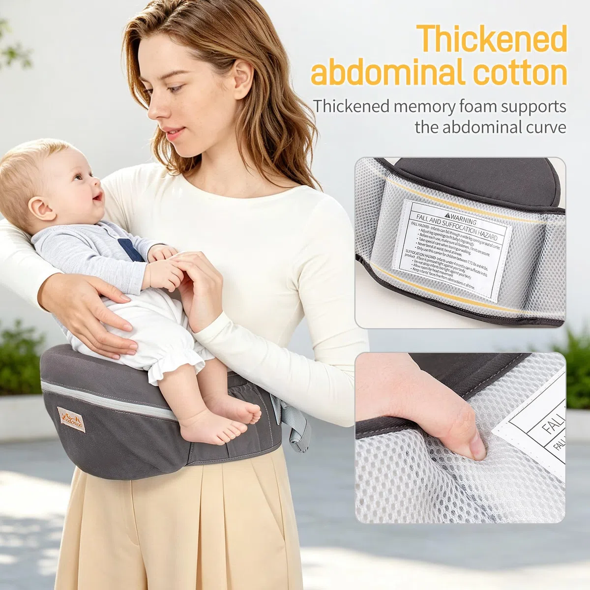 Viedouce Hüftsitz Baby, Ergonomische Hüfttrage Trageshilfe mit Sicherheitsgurt Schutz für Babys und Kleinkind, Leichte und Bequeme Baby Carrier für 4-36 Monate