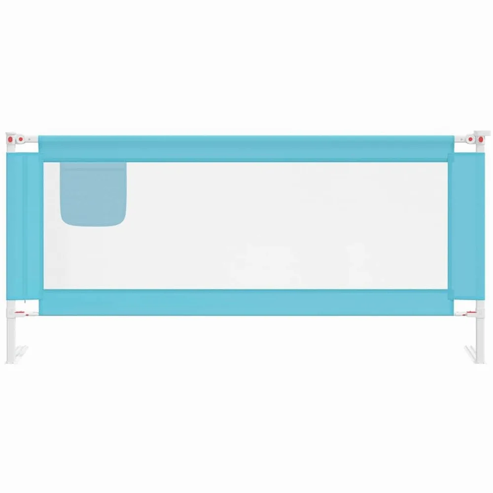 Kleinkind-Bettschutzgitter Blau 200x25 cm Stoff, höhenverstellbar, klappbar Schutzgitter für Kinderbett, Babybett, Elternbett, Absturzsicherung und Bettumrandung für sicheren Schlaf