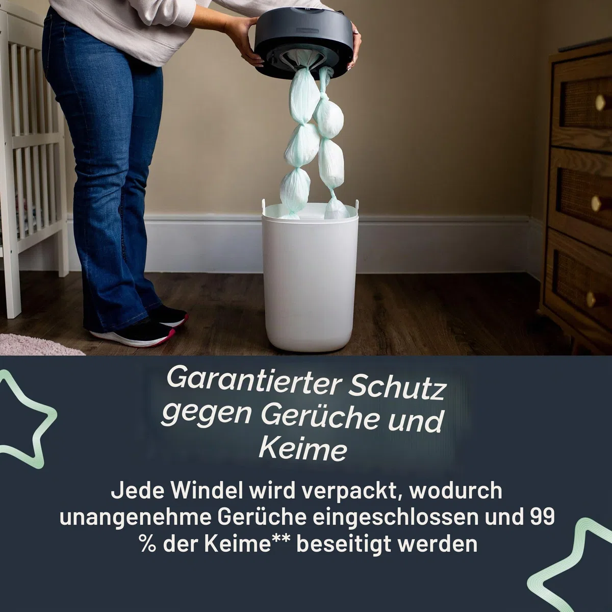 Tommee Tippee Nachfüllkassetten für Twist & Click Advanced Windelentsorgungssystem mit Nachhaltig Bezogener Antibakterieller GREENFILM-Folie, 12-er Pack