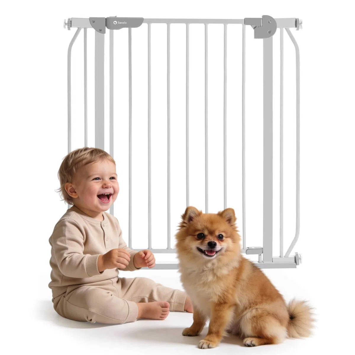 Lionelo Truus Slim Treppenschutzgitter ohne Bohren 75–105 cm | Baby Türschutzgitter mit Erweiterung, Auto Close, Doppelte Sicherung, Beidseitig Öffnend, Niedrige Schwelle