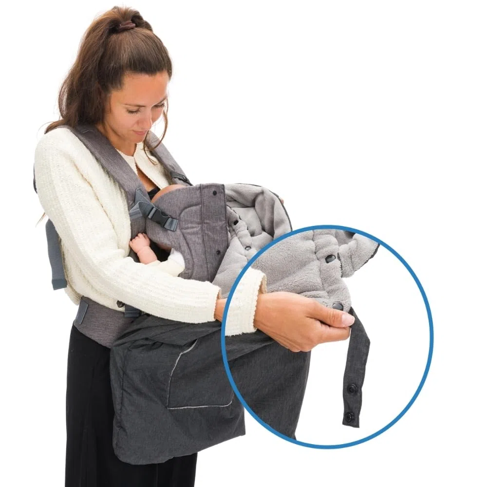 Fillikid Tragecover für Babytragen – wind- & wasserabweisender Wetterschutz mit Fleece-Innenfutter, Kapuze & Handwärmer-Tasche – universal passend