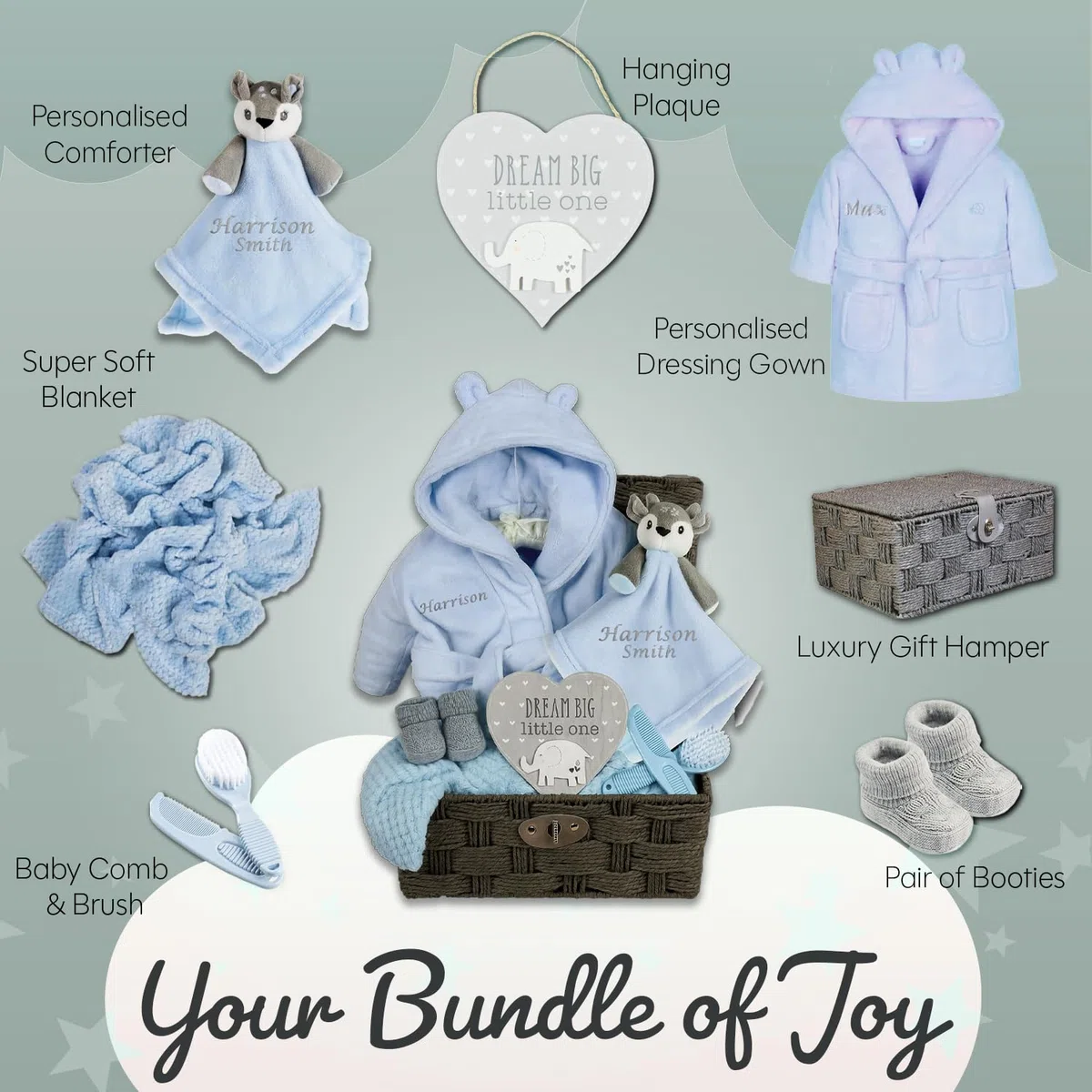 Baby-Geschenkset, Korb für Jungen, groß, Geschenkkorb für Jungen, Neugeborene, Hirsch, Schmusetuch, Babyparty, speziell, einzigartig, weich