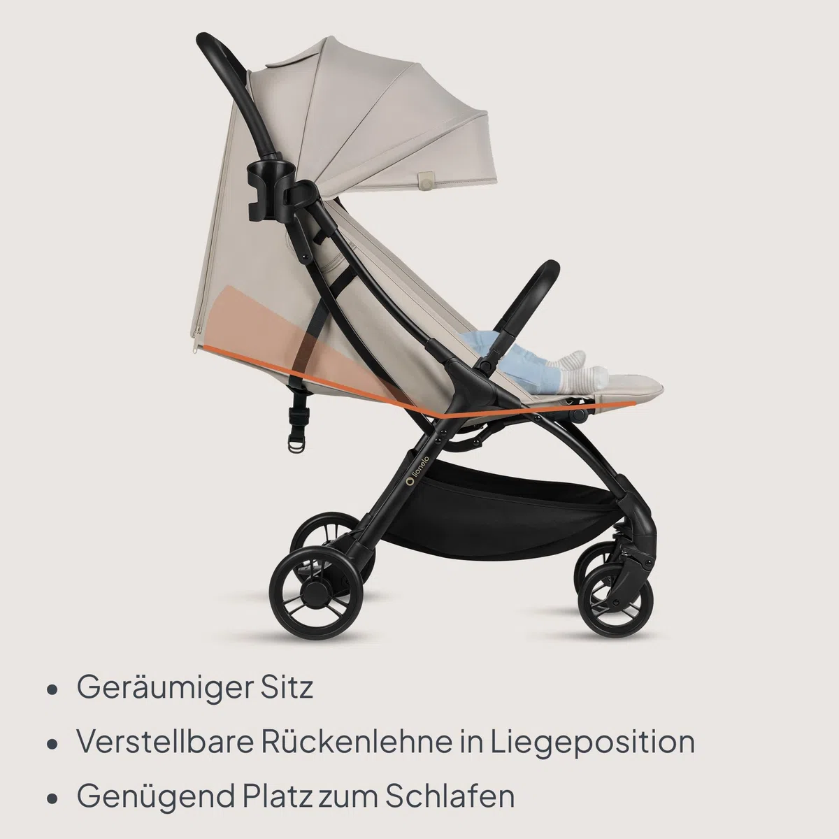 Lionelo Agia Reisebuggy Bis 22 kg, Leichter Buggy Kinderwagen ab 6 Monaten, Klein Zusammenklappbar mit Auto-Fold & Einhand-Faltung, Liegefunktion, Große Sitzfläche, Federung, Großer Einkaufskorb