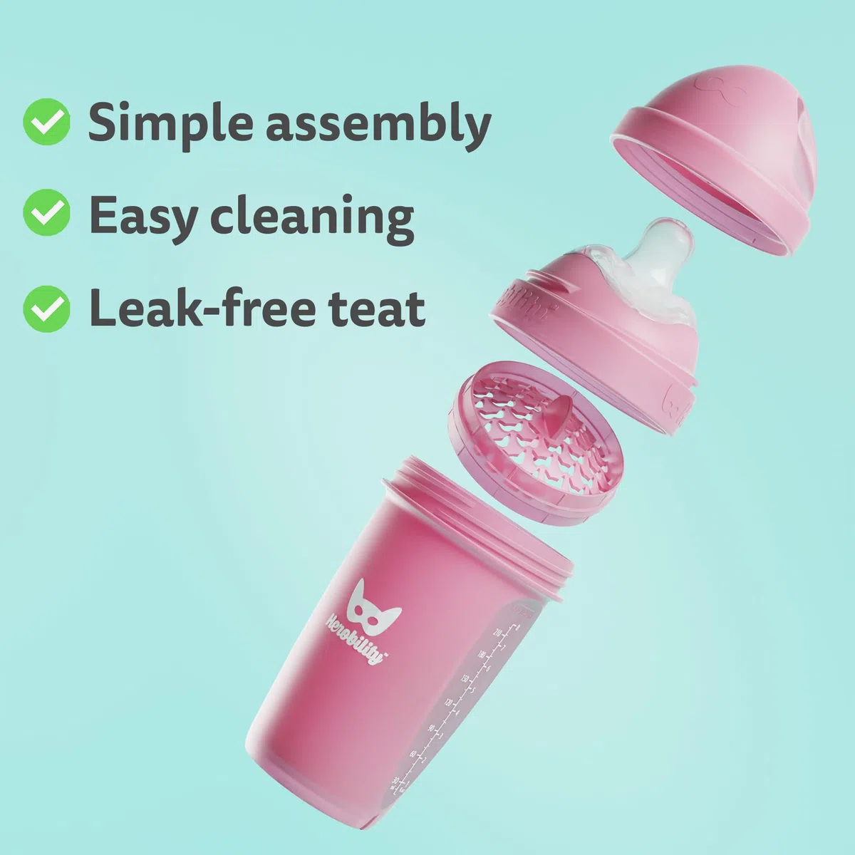 Superman DC Comics - Herobility Double Anti-Colic Baby Bottles – 8.5 fl oz/240ml – 3-pack