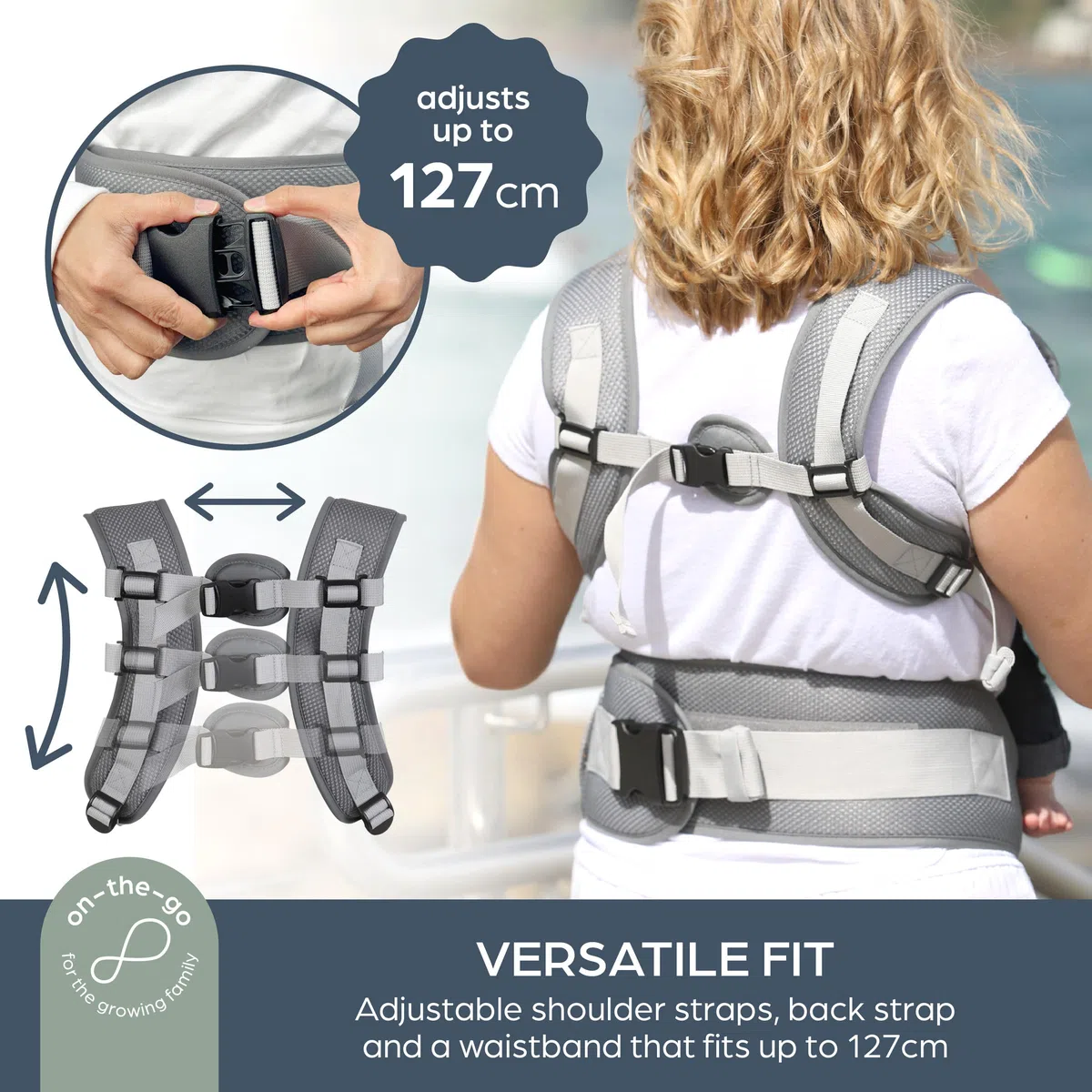 Dreambaby Elevate 5 in 1 Multifunktions-Babytrage, Grau