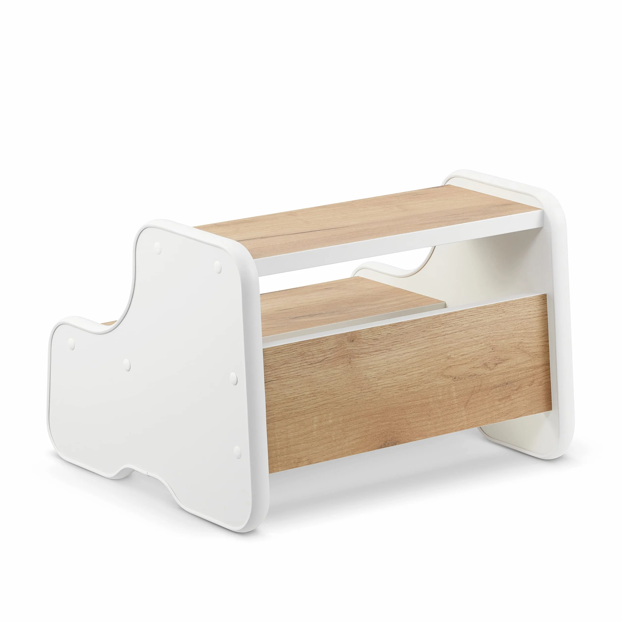 defiPad Tritthocker für Kinder mit 2 Stufen Weiß/Eiche, Kinderhocker und Toilettenhocker, Tritt-Schemel für Bad, Waschbecken, Toilette und Küche, Hergestellt in der EU