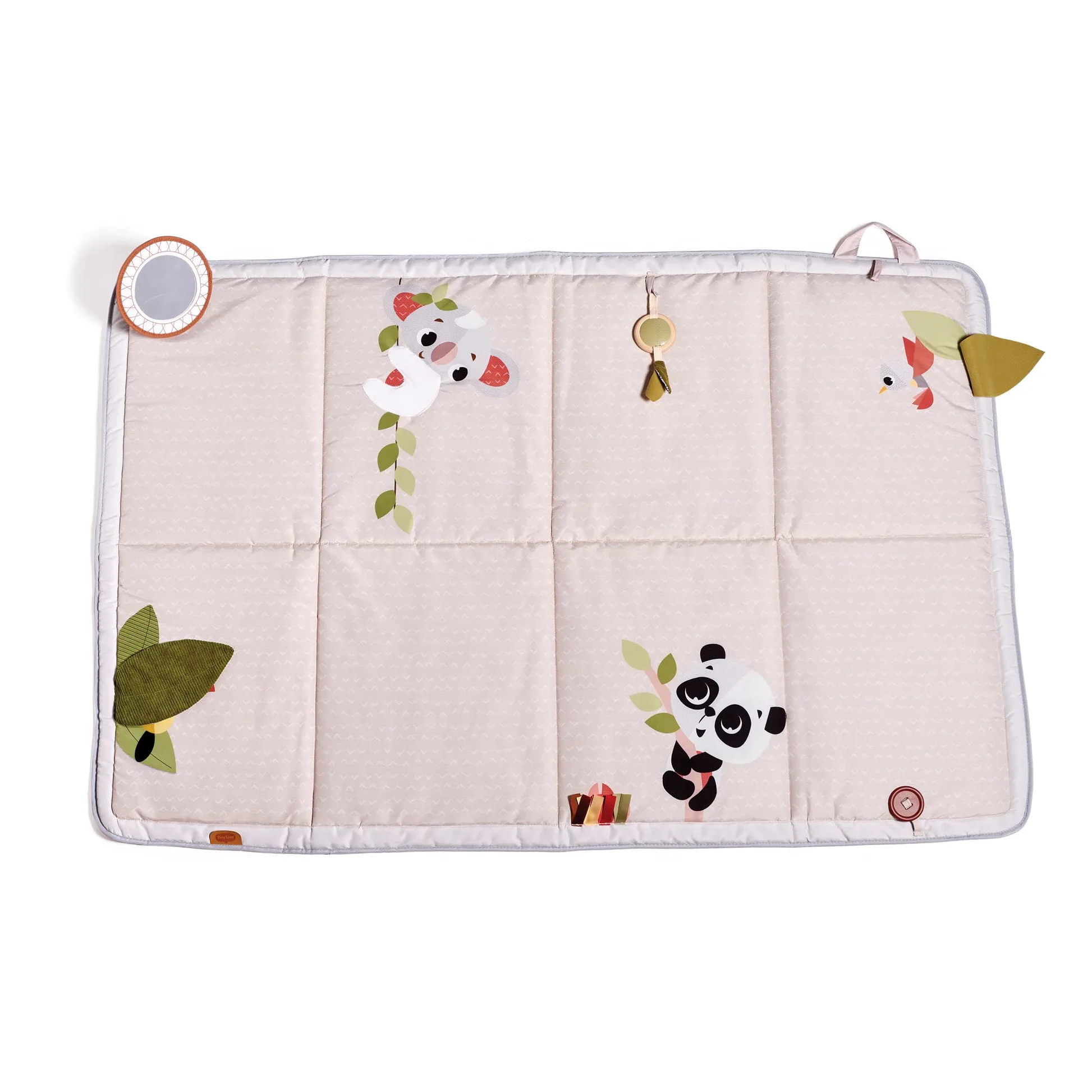Tiny Love Super Mat, Spielmatte Baby, faltbare Spieldecke (150 x 100 cm), 0+ Monate, 6 Aktivitäten, Krabbeldecke Baby, Spiegel, Holzrassel, Knisterspielzeug, 12 Meilensteinkarten, Boho Chic