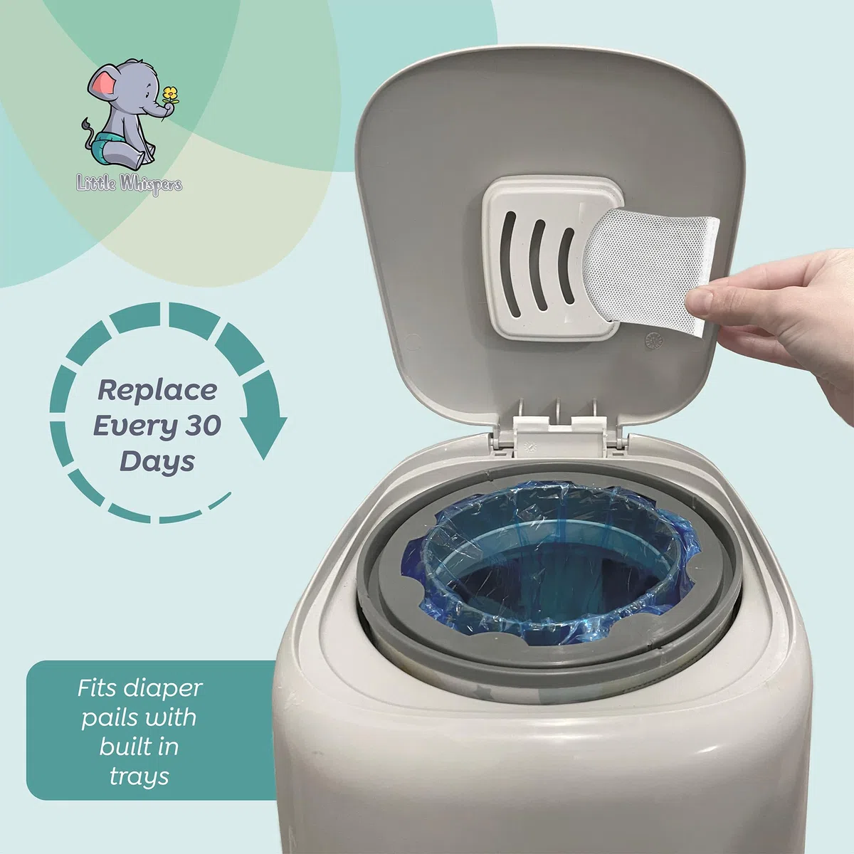 LittleWhispers Windeleimer-Geruchsabsorber, Kohlefilter-Nachfüllpackungen, kompatibel mit Diaper Genie Systemen, 10 Stück