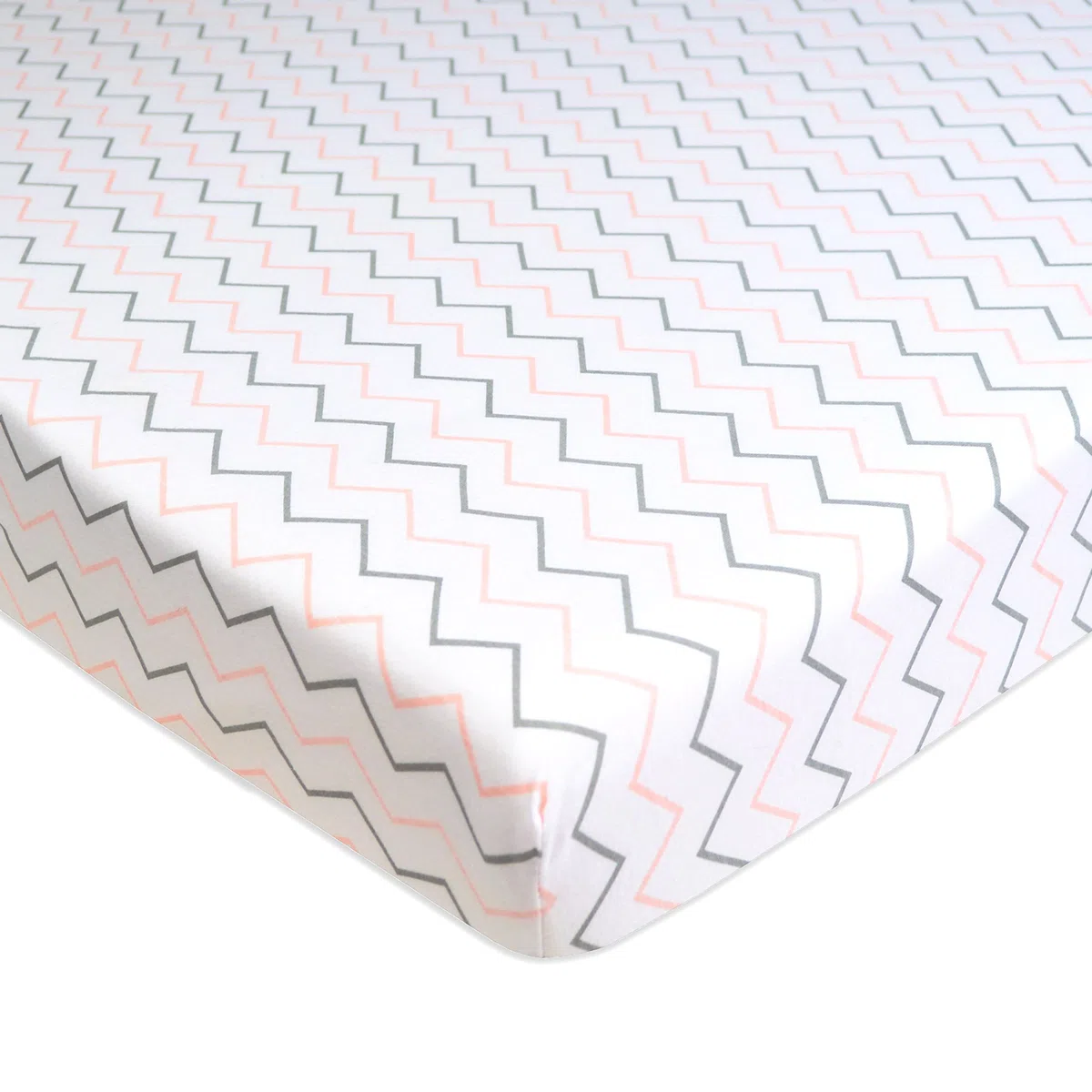 TL Care Spannbetttuch aus 100% natürlicher Baumwolle, Jersey, gestrickt, für Mädchen, Zickzackmuster, weich, atmungsaktiv