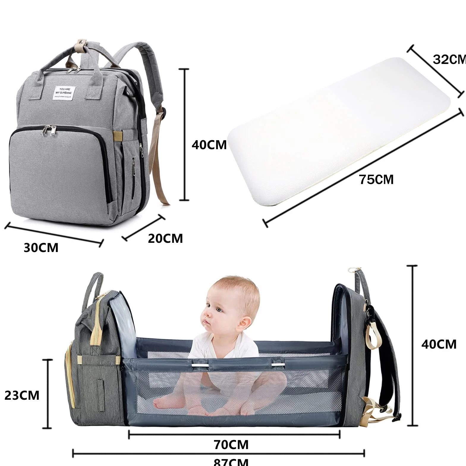 Baby Wickeltasche Rucksack,Diaper Backpack,Babytasche Reiserucksack mit Wickelauflage,Multifunktional Wasserabweisend Große Kapazität Wickelrucksack,Große, für Mama