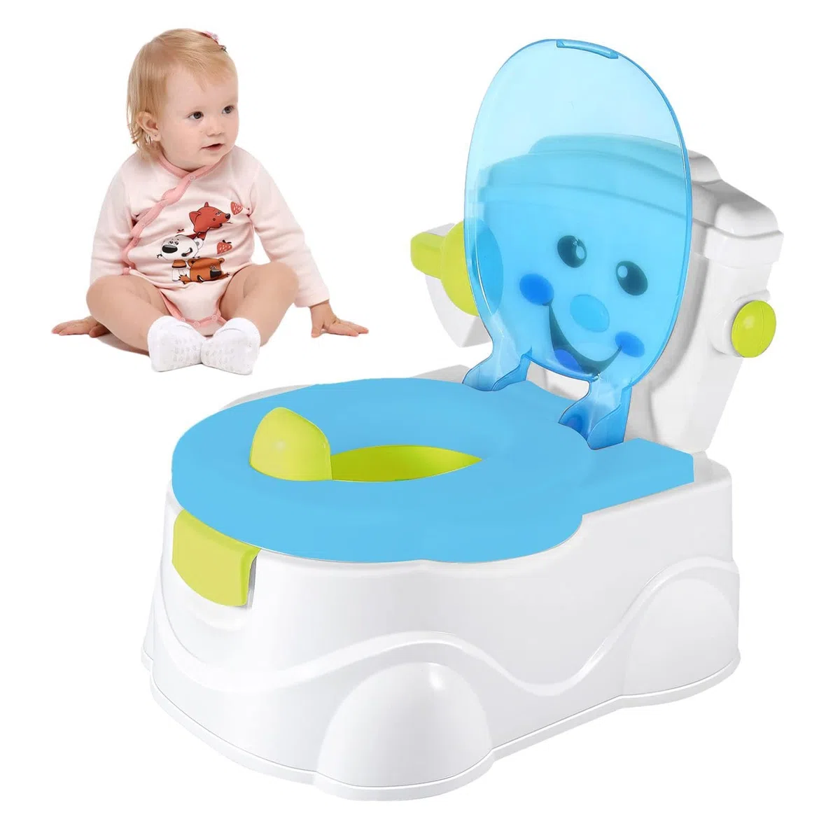 Töpfchen-Trainingstoilette, 3-in-1-Toiletten-Trainings-Töpfchen Für | Kleinkinder Mit Spritzschutz,Toilettentrainings-Töpfchen Mit Rückenlehne, Rutschfeste Kleinkindtoilette Zum Üben Der Toilette