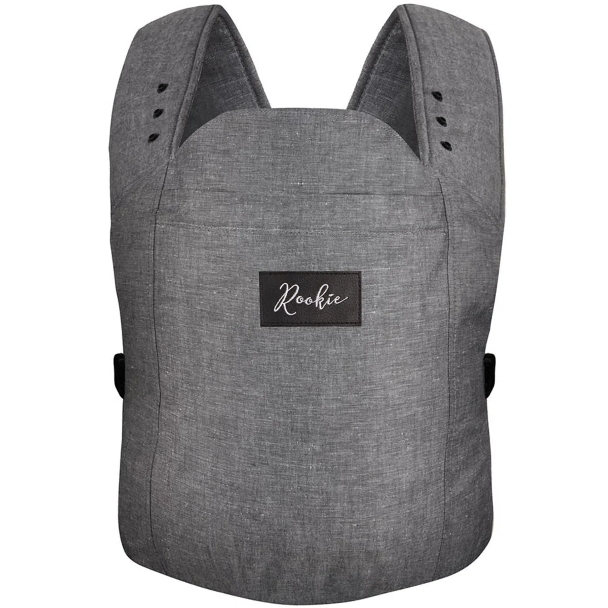 ROOKIE Babytrage Classic Dunkelgrau - Bio Baumwolle Bauchtrage für Neugeborene bis 15kg ergonomisch