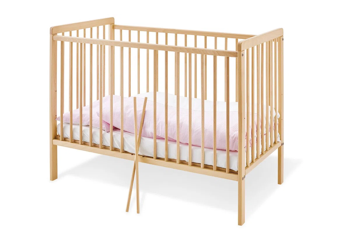 Pinolino - 111314 - Kinderbett Hanna (120 x 60 cm) - mit 2 Schlupfsprossen, aus vollmassiver Buche, unbehandelt