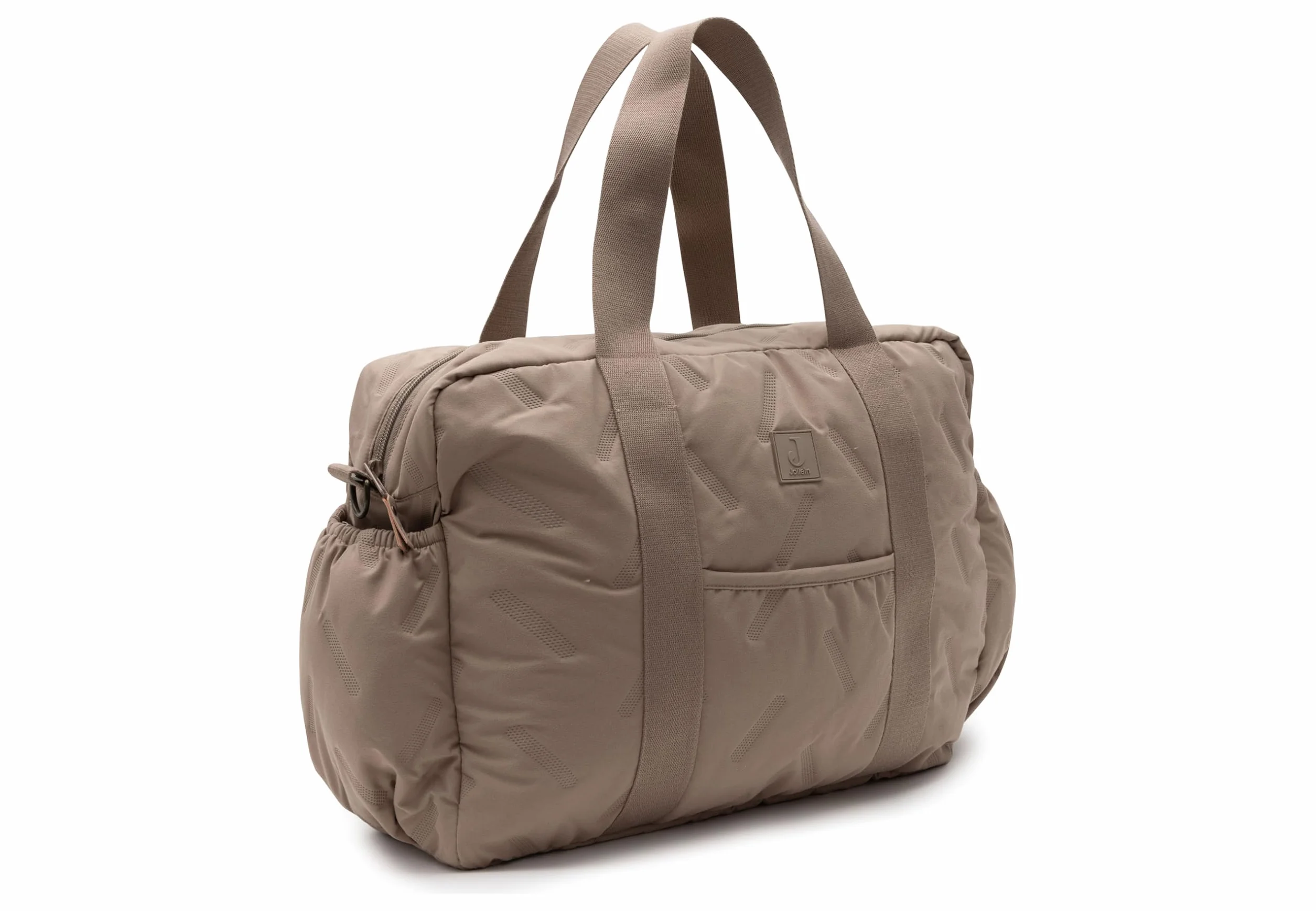 Jollein Wickeltasche Embossed Lily – Milky Coffee – Stylische Wickeltasche mit Geprägtem Muster – Wasserabweisend & Pflegeleicht – Verstellbarer Schultergurt – 42x30x15 cm