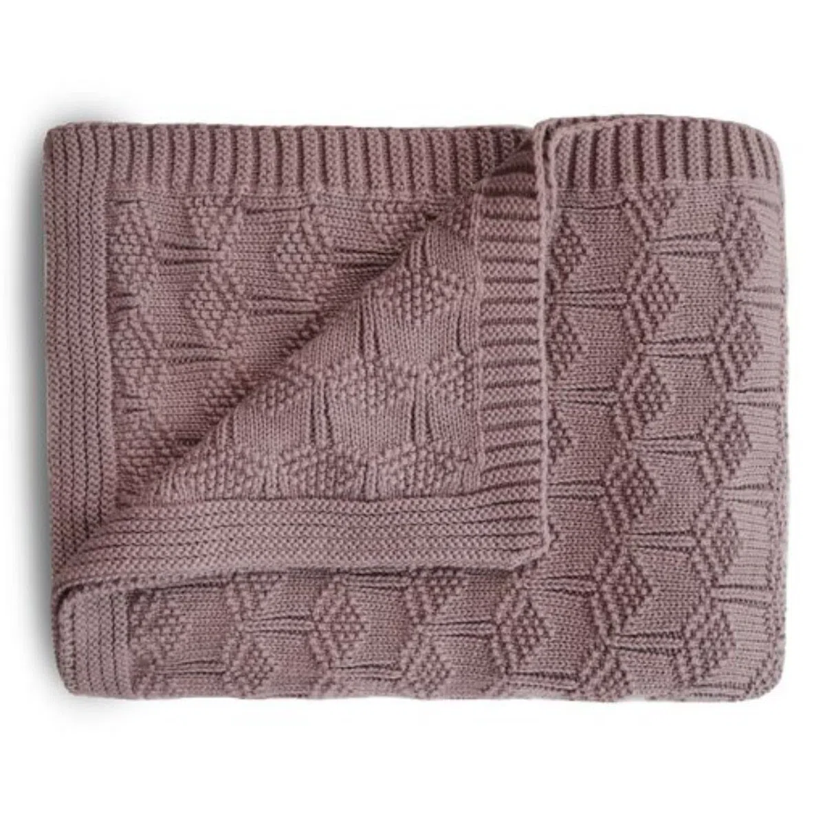 mushie Gestrickte Decke für Baby & Kinder | Decke auf 80x100 cm & 100% Bio-Baumwolle | Vielseitig & Perfekt für jedes Wetter (Honeycomb Desert Rose)