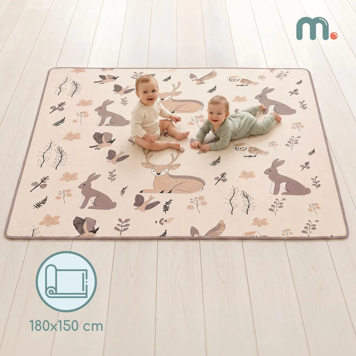 Mamabrum XPE Spielmatte 180x150x1,5 cm Wald & Straßen | Beidseitige XPE-Spielmatte 180x150 cm mit 1,5 cm Stärke, wasserfest und ideal ab Geburt.