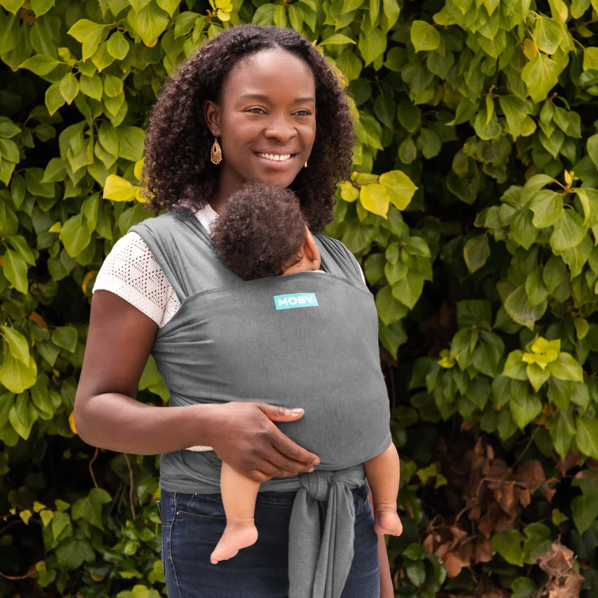 Moby Wrap Babytragetuch für Neugeborene bis Kleinkind - Element - Baby Wrap Carrier Slings - Perfekte Babyhalterung für Mama & Papa - Verstellbar für alle Körpertypen - Asphalt