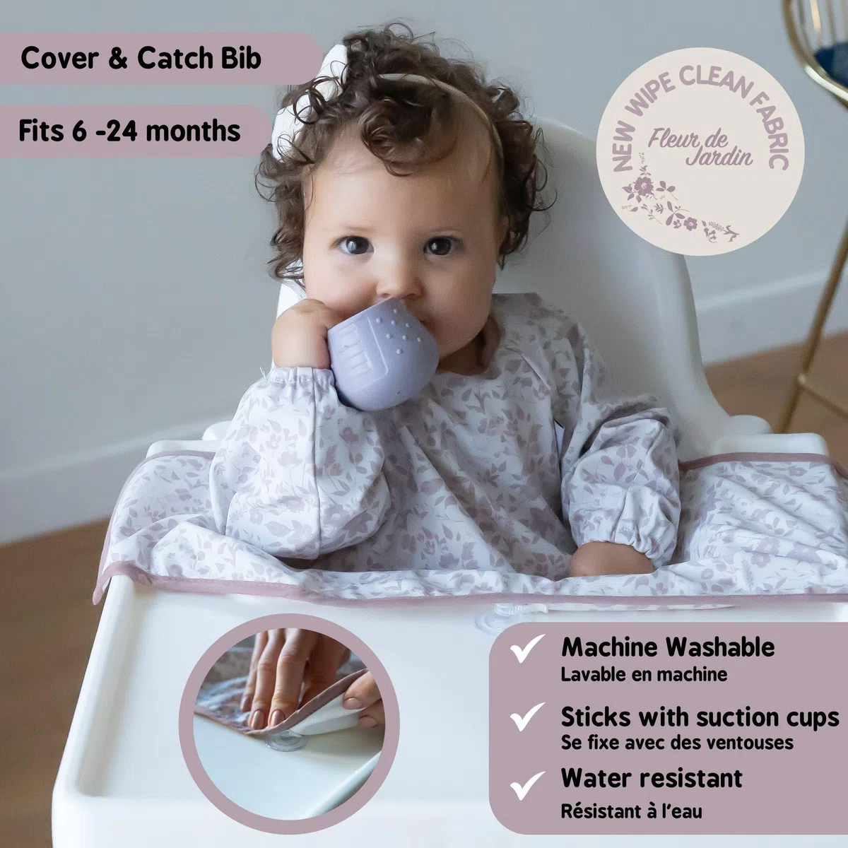 Tidy Tot EasyMat-Teller, Tasse Dinky Cup und Lätzchen Cover & Catch Bib mit Lunchbag – Gartenblume Rosa