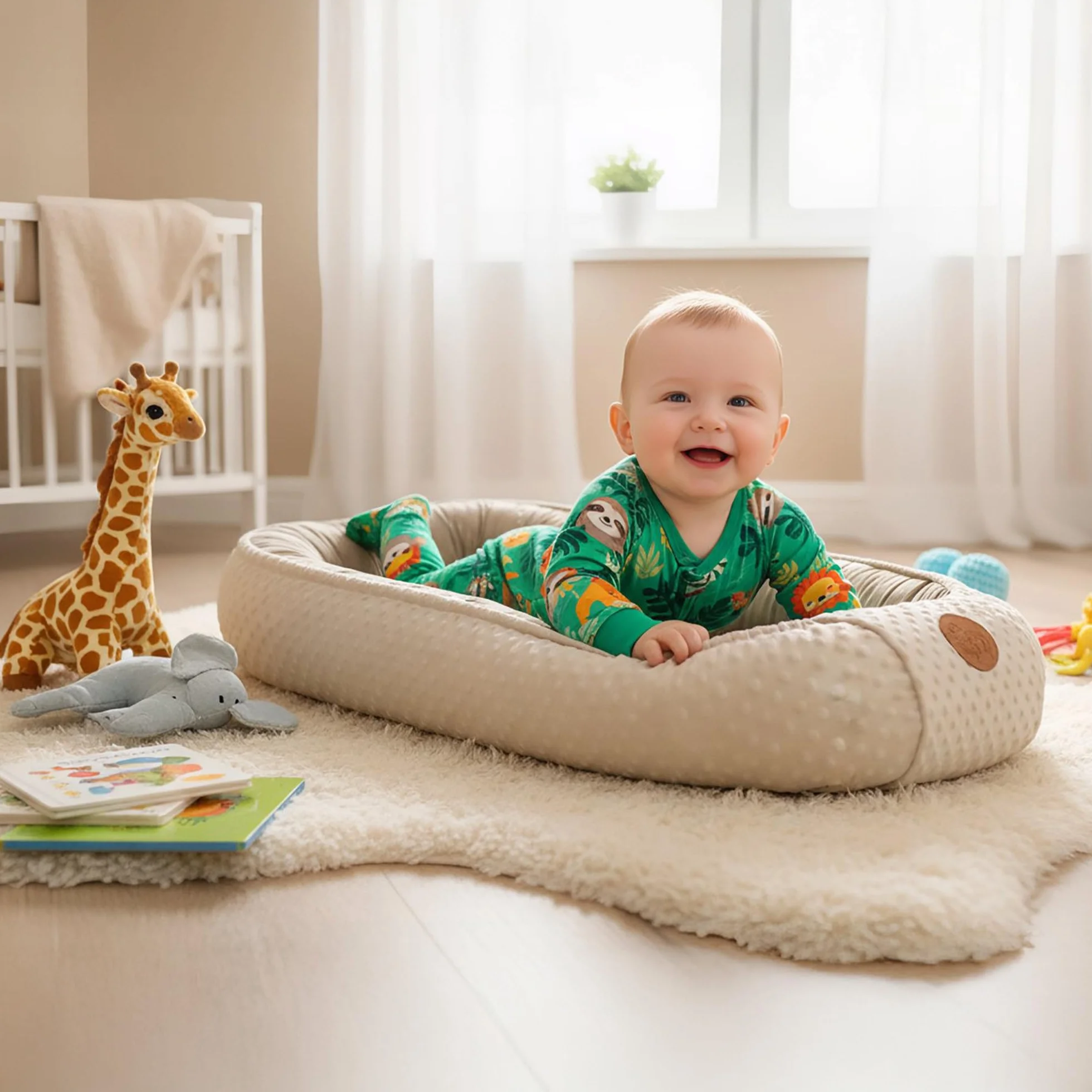 Nestchen Baby - Babynestchen Neugeborene Minky Babynest für Kinderbett Vielseitiges tragbar Nest kuschelnest zubehör für babybett warm Winter coccon Giraffen