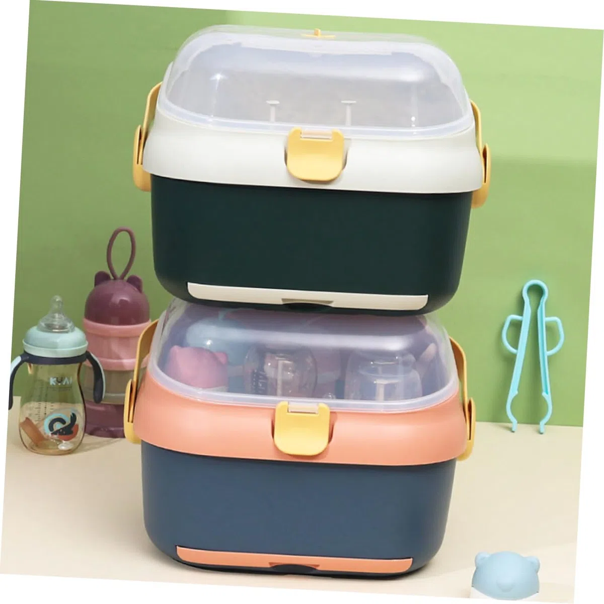 Gatuida Trockenbox Für Babyflaschen Mit Abnehmbarem Halter Großer Aufbewahrungsbehälter Mit Deckel Frei Staubdicht Für Babys Und Reisen