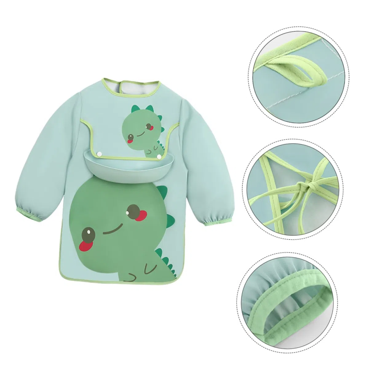 KOMBIUDA 2 Stücke Infant Smock Bib Große Tasche Cartoon Design Aquarell Leicht Zu Reinigen Für Babys