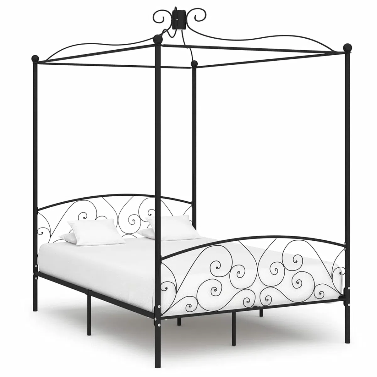 Himmelbett-Gestell Schwarz Metall 120 x 200 cm Himmelstange Klemmen Betthimmel Stange Himmelbett Gestell Moskitonetz Halterung Bett