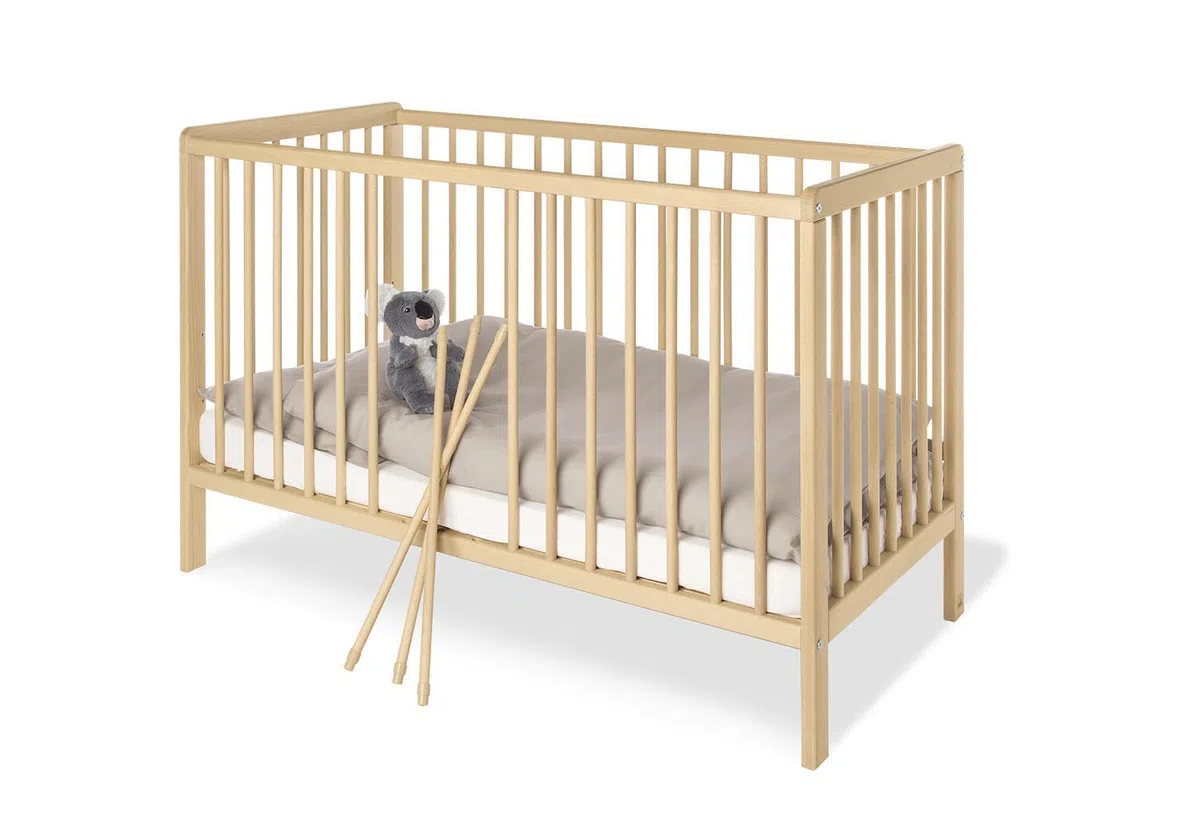 Pinolino - 111314 - Kinderbett Hanna (120 x 60 cm) - mit 2 Schlupfsprossen, aus vollmassiver Buche, unbehandelt