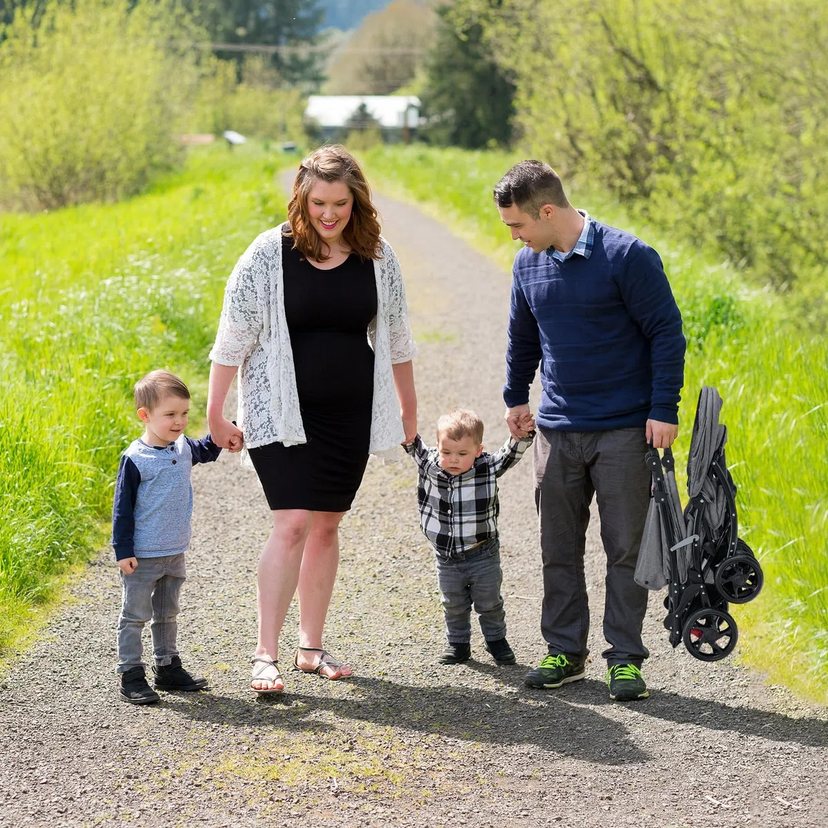 FANTASK Geschwisterwagen klappbar Zwillingswagen verstellbare Rückenlehne Verdeck Baby ab 6 Monate 30 kg Belastbar Grau