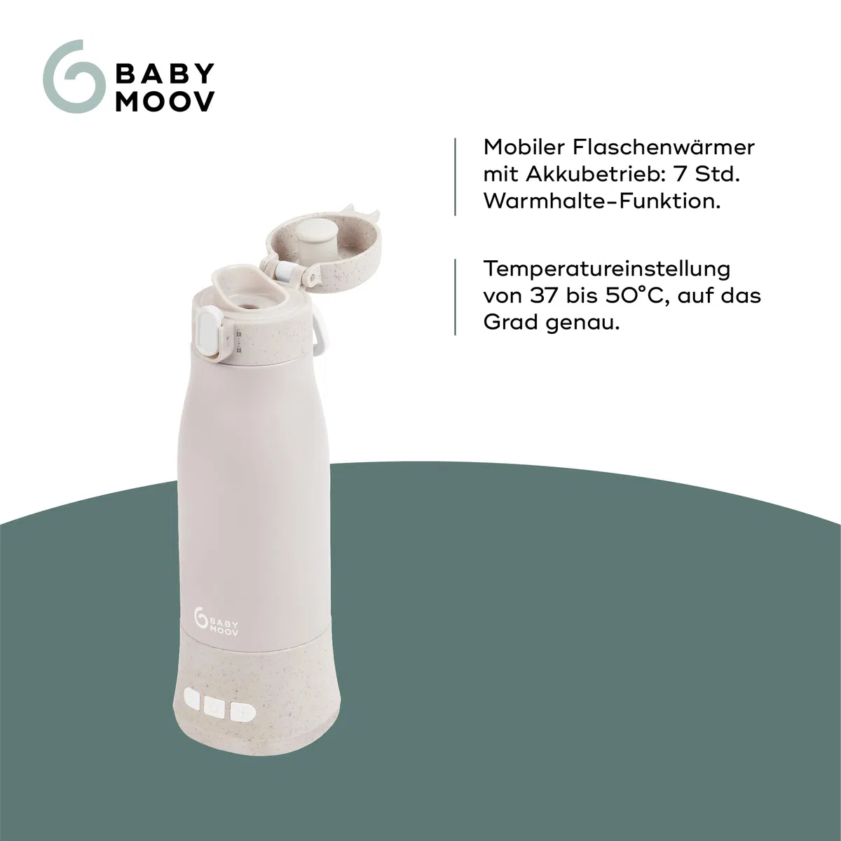 Babymoov Mobiler und kabelloser Flaschenwärmer Moov & Feed - Kapazität 340ml - Wasser oder Muttermilch - Einstellbare Temperatur - Warmhaltefunktion (bis zu 7 Stunden) -USB