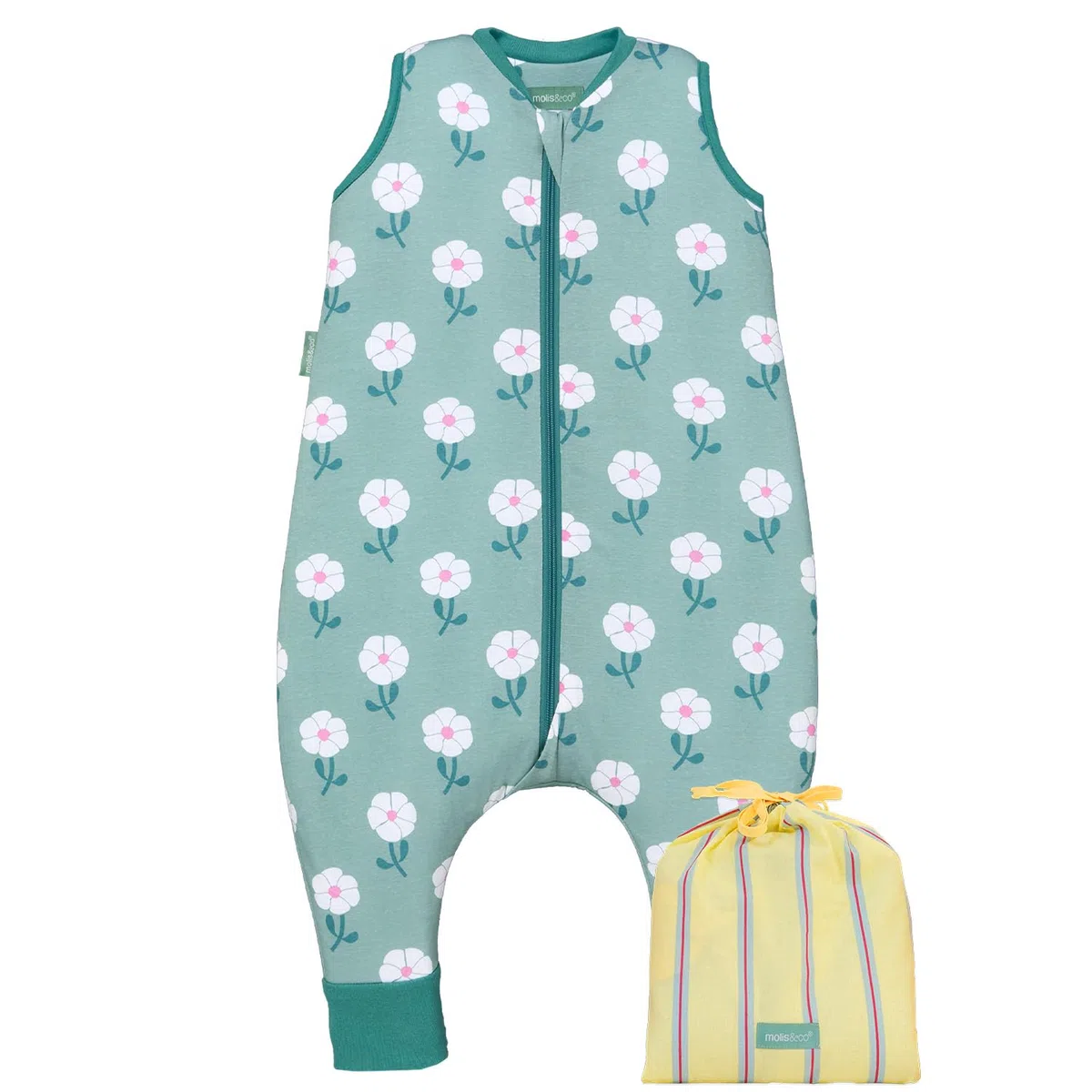 molis&co - Baby Schlafsack mit Füßen - Ideal für Frühling und Herbst - Babyschlafsack mit Füßen 1 tog - Leicht gepolstert - 100% Baumwolle (Oeko-TEX 100), Premium Qualität - Sakura Garden (120 cm)