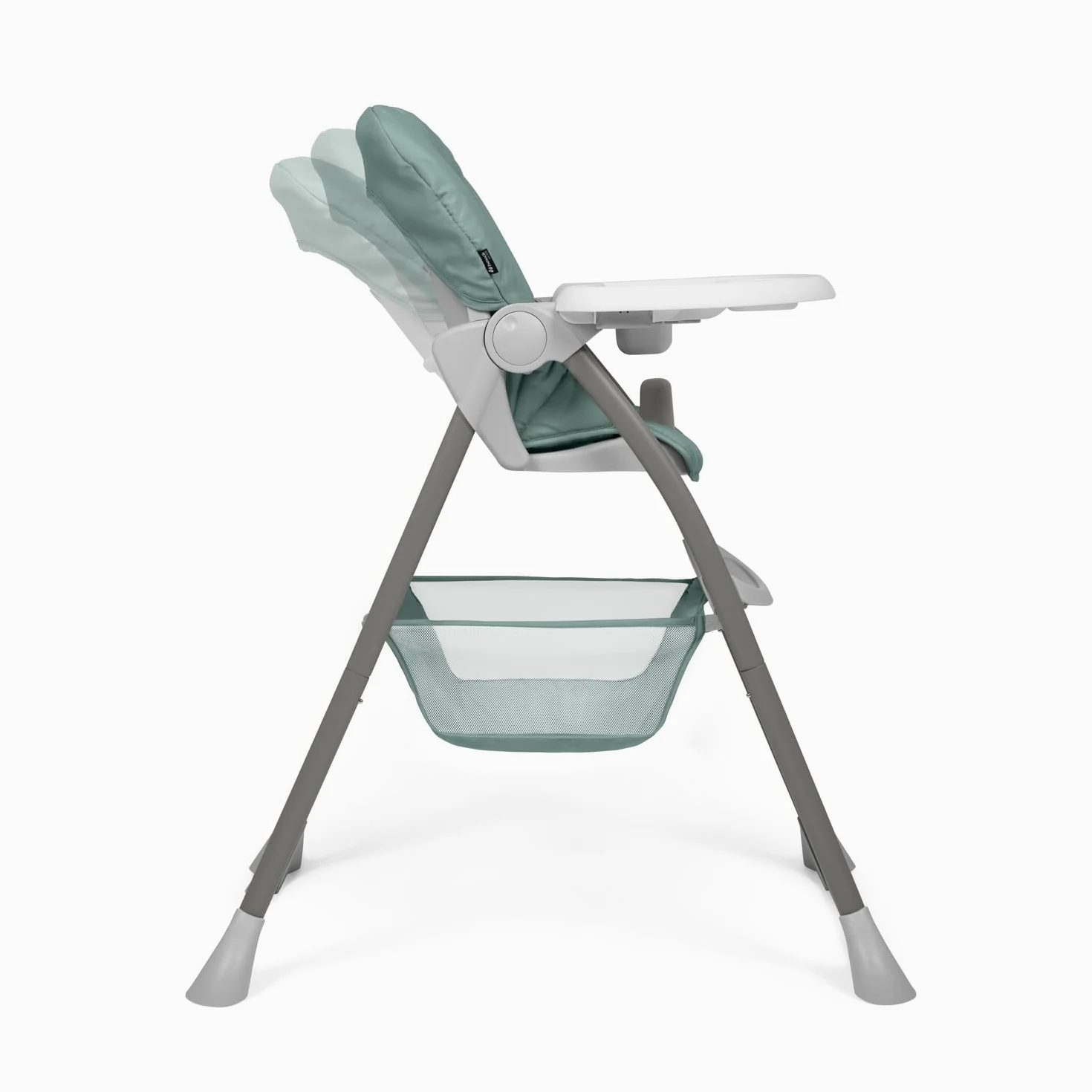 hauck Sit N Fold, Dusty Mint - Faltbarer Hochstuhl für Kinder ab 6 Monaten bis 15 kg, mit 5-Punkt-Gurt, Rückenlehne & Essbrett Verstellbar, Bechervertiefung & Erhöhter Rand, Großer Korb