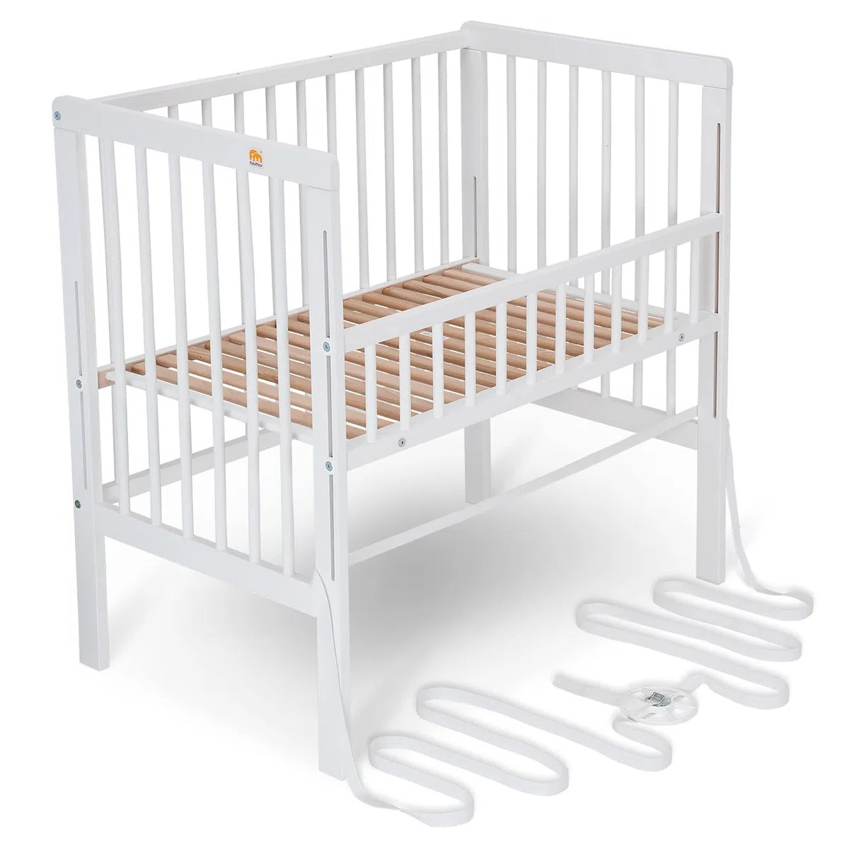 FabiMax Baby Beistellbett für Boxspringbett, TÜV geprüft 2022, Buche massiv weiß, inkl. Matratze Classic