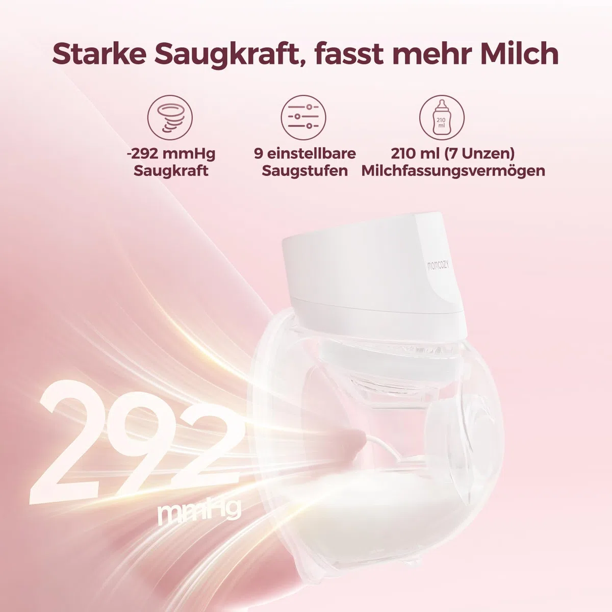Momcozy Milchpumpe Elektrisch S12 Pro Quick, Freihändig breast pump electric, Tragbare Milchpumpe Elektrisch mit DoubleFit Hybrid-Brusthaube, Brustpumpe mit 3 Modi & 9 Stufen, 1er-Set, Weiß