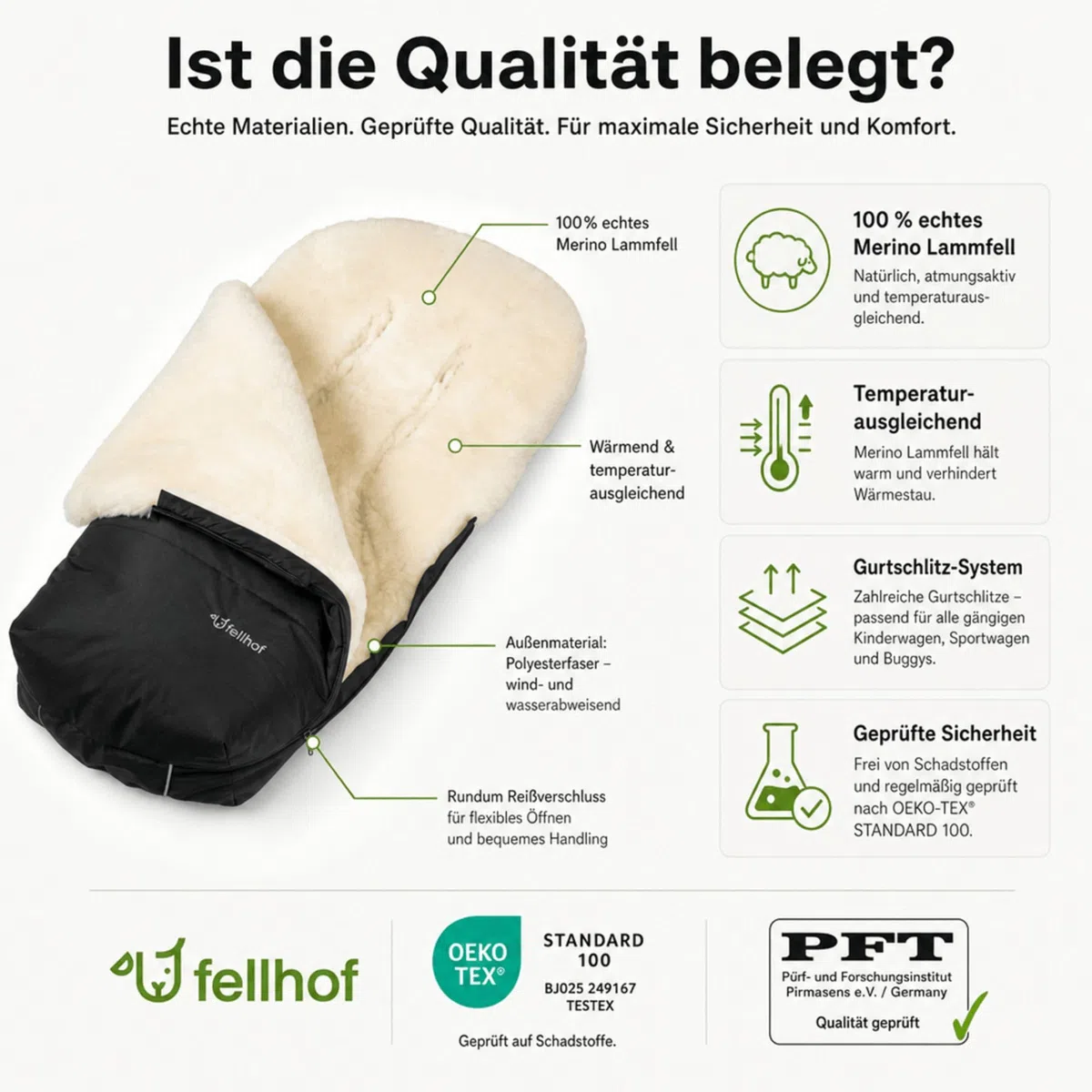 Fellhof Fußsack Kinderwagen Winter Cozy, Blaubär | Kinderhaus Blaubär: universell als Fußsack für Buggy, Sportwagen, Kinderwagen, ab 6 Monaten